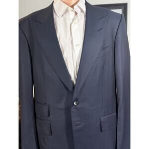 Tom Ford Navy Blue Sport Coat Suit Jacket 54 44R US Peak Lapels Wool Shelton EUC